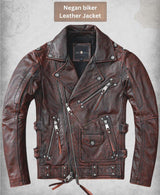 Herren Vintage Braune Biker Lederjacke – Distressed Motorrad Punk Rock Jacke