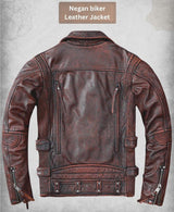 Herren Vintage Braune Biker Lederjacke – Distressed Motorrad Punk Rock Jacke