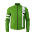 Green Racing Jacket Men White Stripes Number 10 Zip Up