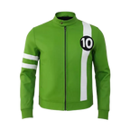 Green Racing Jacket Men White Stripes Number 10 Zip Up