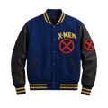 X-Men Superhero Inspired Men’s Varsity Jacket – Blue & Black Letterman Style Bomber Coat
