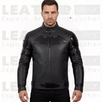 Men’s Black Leather Superhero Style Jacket – Matte Finish Biker Jacket