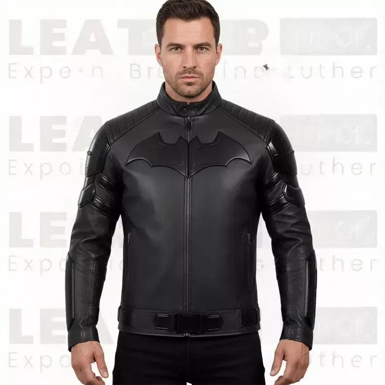 Men’s Black Leather Superhero Style Jacket – Matte Finish Biker Jacket