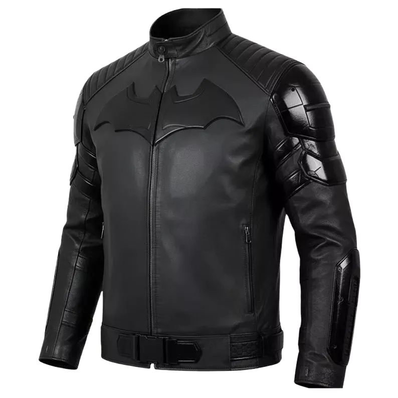 Men’s Black Leather Superhero Style Jacket – Matte Finish Biker Jacket