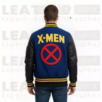 X-Men Superhero Inspired Men’s Varsity Jacket – Blue & Black Letterman Style Bomber Coat
