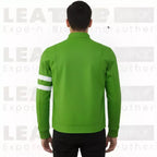 Green Racing Jacket Men White Stripes Number 10 Zip Up