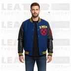 X-Men Superhero Inspired Men’s Varsity Jacket – Blue & Black Letterman Style Bomber Coat
