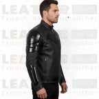Men’s Black Leather Superhero Style Jacket – Matte Finish Biker Jacket