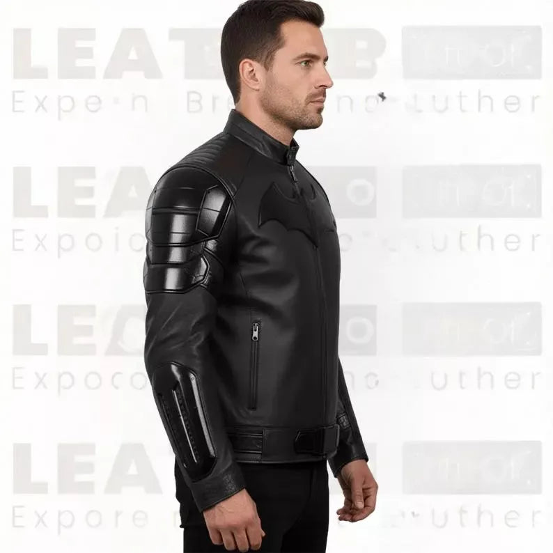 Men’s Black Leather Superhero Style Jacket – Matte Finish Biker Jacket