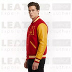 Red and Yellow Varsity Jacket Men Letterman College Style