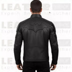 Men’s Black Leather Superhero Style Jacket – Matte Finish Biker Jacket
