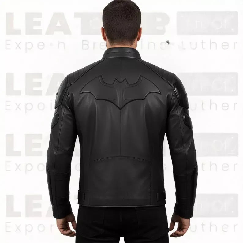Men’s Black Leather Superhero Style Jacket – Matte Finish Biker Jacket