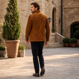 Men’s Genuine Suede Leather Safari Jacket | Luxury Brown Utility Jacket
