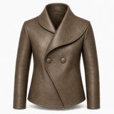 Men’s Brown Wrap Style Leather Jacket | Asymmetric Double-Breasted Jacket