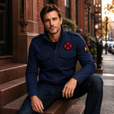 Navy Blue Hero Inspired Tactical Jacket | Premium Leather Style Comic Inspired Outerwear
