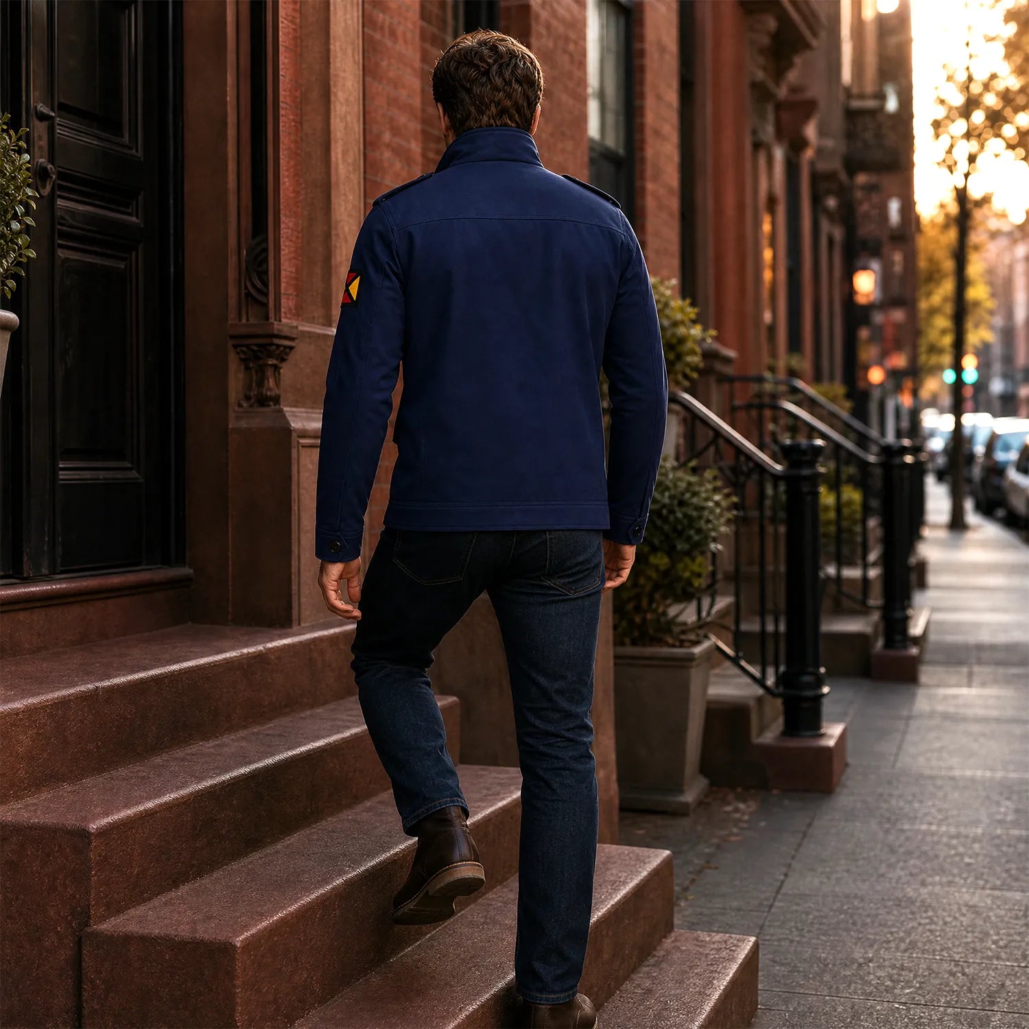Navy Blue Hero Inspired Tactical Jacket | Premium Leather Style Comic Inspired Outerwear