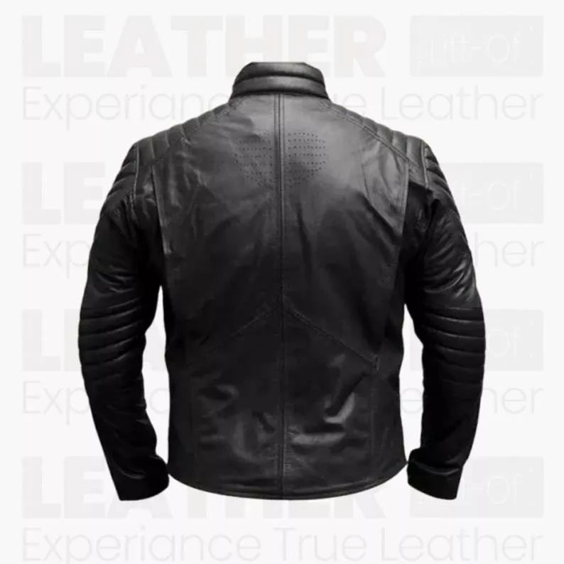 Black Superhero Leather Jacket for Men - Motorcycle Biker Jacket