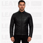 Black Superhero Leather Jacket for Men - Motorcycle Biker Jacket