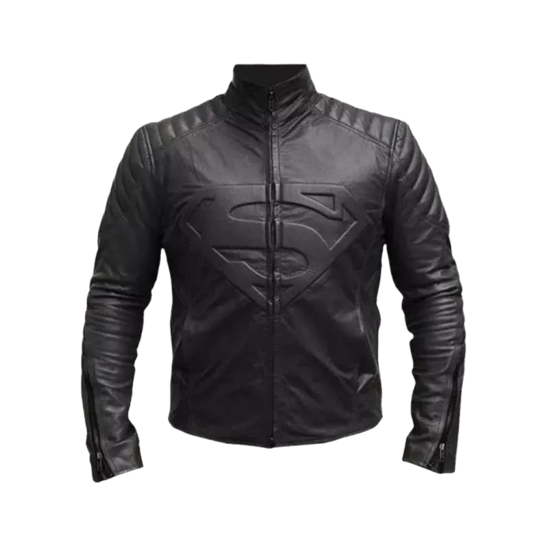 Black Superhero Leather Jacket for Men - Motorcycle Biker Jacket