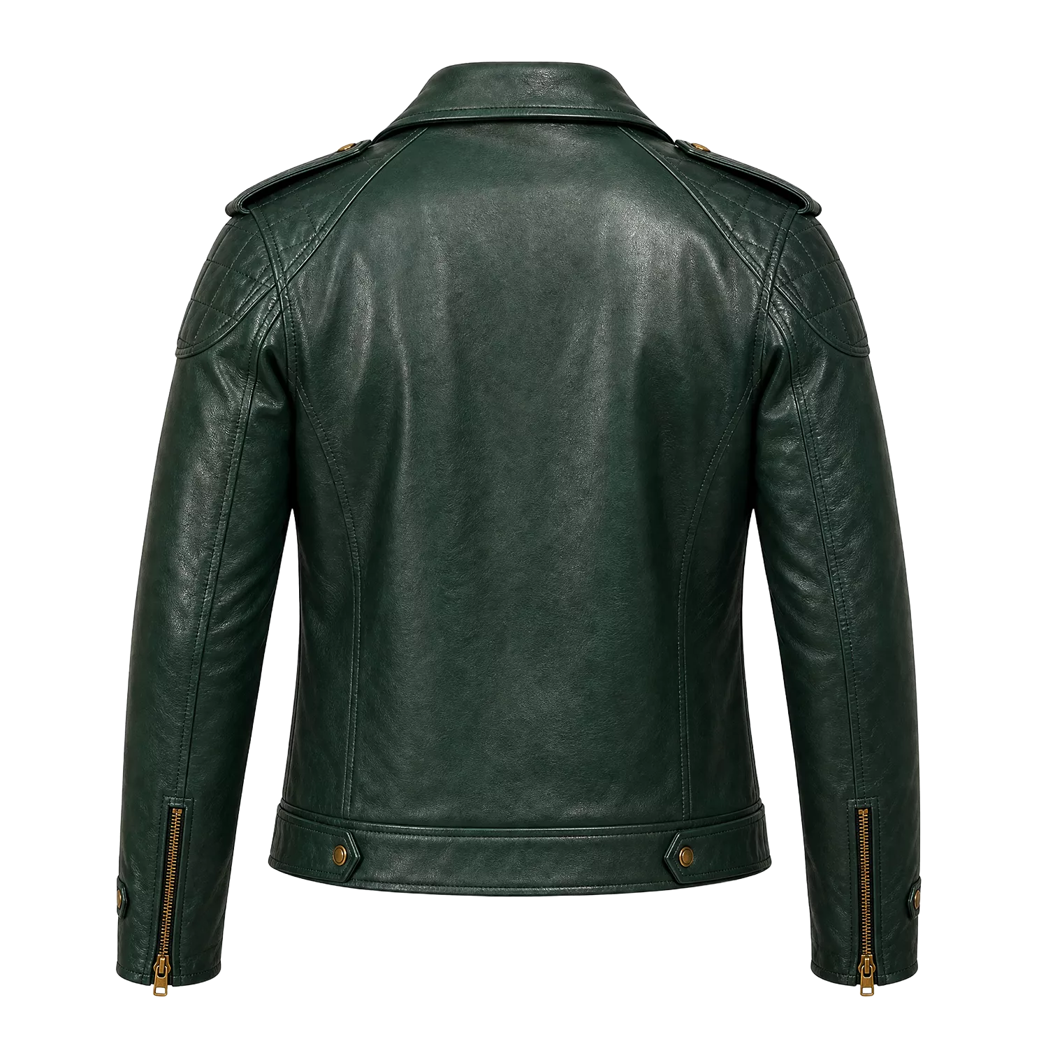 Men’s Vintage Green Leather Motorcycle Jacket | Belted Rider Style