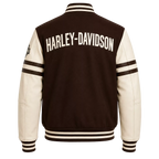 Men’s Brown Cream Motorcycle Varsity Jacket  Wool & Leather Sleeve Letterman Jacket