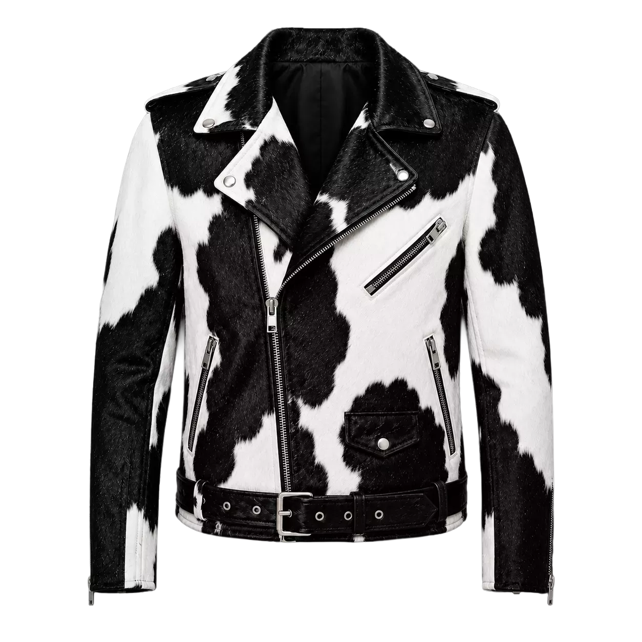 Men’s Cowhide Leather Biker Jacket | Real Hair On Western Motorcycle Outerwear