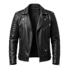 Men’s Premium Faux Leather Biker Jacket with Ribbed Shoulder Padding and Asymmetrical Zip