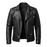 Blouson de motard homme en similicuir premium avec épaulettes côtelées et fermeture éclair asymétrique