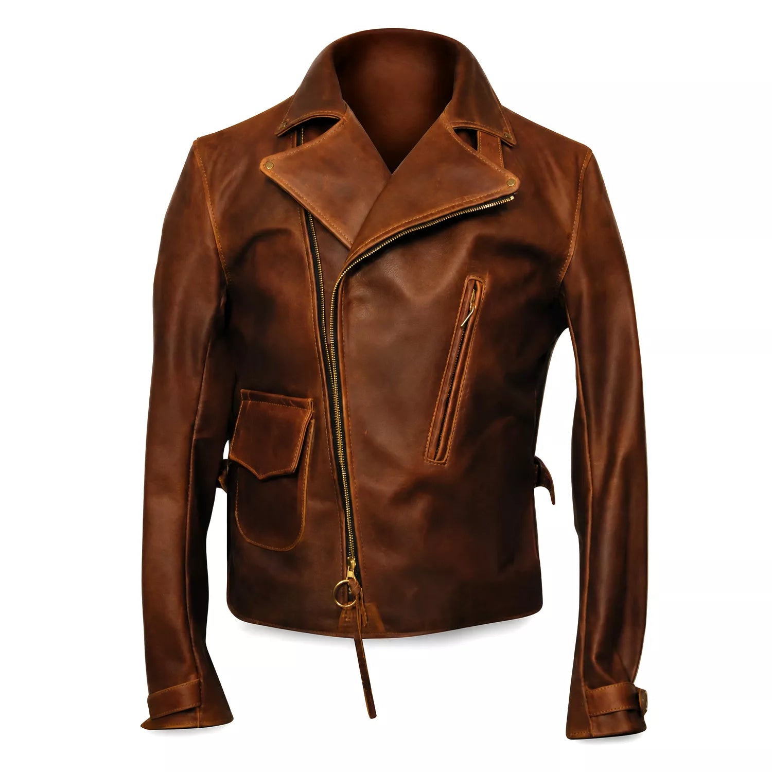 Men’s Brown Leather Jacket | Vintage Military Inspired Superhero Style Coat