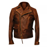 Men’s Brown Leather Jacket | Vintage Military Inspired Superhero Style Coat