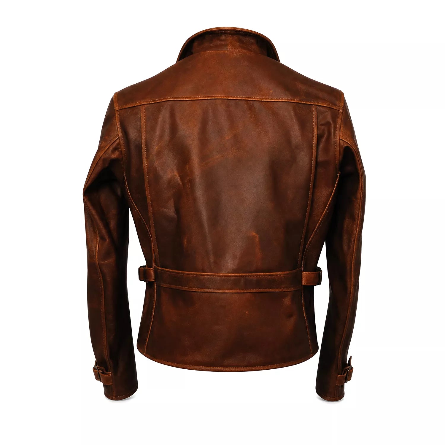 Men’s Brown Leather Jacket | Vintage Military Inspired Superhero Style Coat