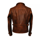 Men’s Brown Leather Jacket | Vintage Military Inspired Superhero Style Coat