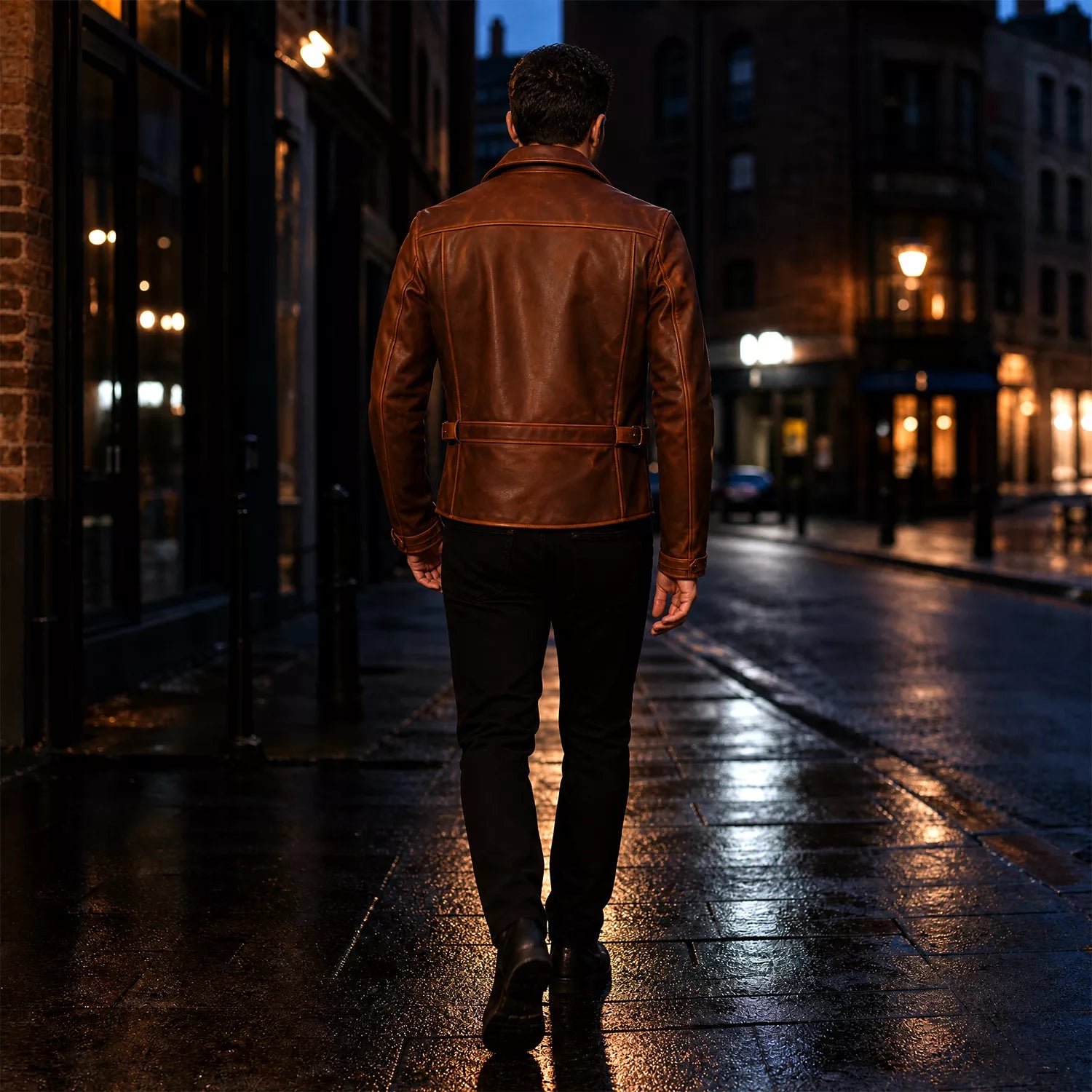 Men’s Brown Leather Jacket | Vintage Military Inspired Superhero Style Coat