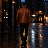 Men’s Brown Leather Jacket | Vintage Military Inspired Superhero Style Coat