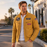 Men's Yellow Aerospace Pilot Jacket | Embroidered Cosplay Coat