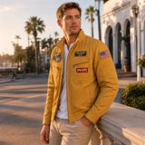 Men's Yellow Aerospace Pilot Jacket | Embroidered Cosplay Coat