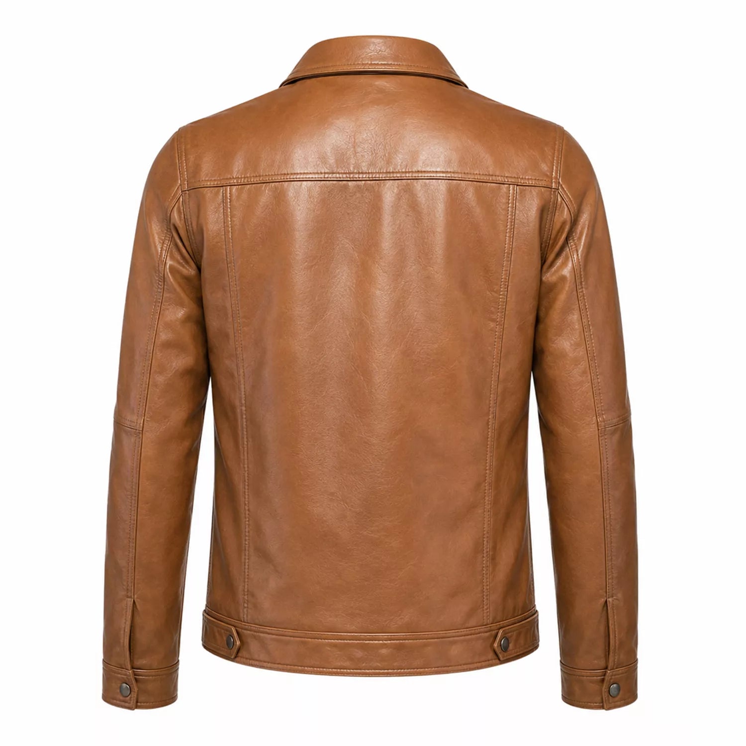 Men’s Tan Leather Trucker Jacket | Classic Western Style
