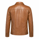 Men’s Tan Leather Trucker Jacket | Classic Western Style
