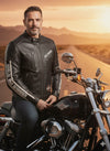 Harley-Davidson Men's Racing Stripe Black Leather Motorcycle Jacket