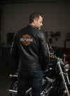 Harley-Davidson Men's Racing Stripe Black Leather Motorcycle Jacket