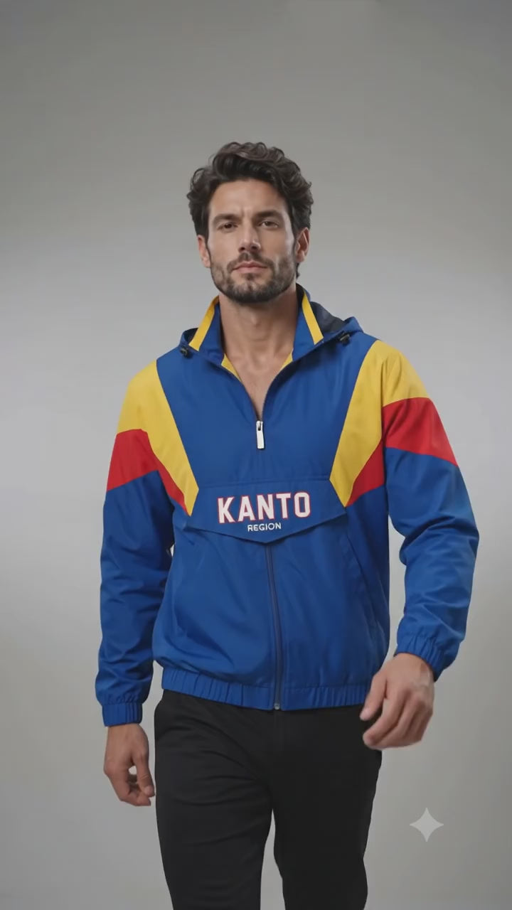 Kanto-Inspired Windbreaker Jacket – Retro Anime-Inspired Pullover Jacket