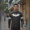 Batman Inspired Black Biker Coat for Men, Motorcycle Outerwear, Superhero Cosplay Costume | Comic Fans