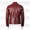 Alex Burgundy Stand Collar Leather Moto Jacket