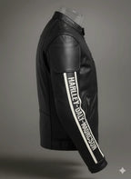 Harley-Davidson Men's Racing Stripe Black Leather Motorcycle Jacket