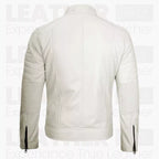 Men's White Leather Biker Jacket – Premium Genuine Leather Motorcycle Jacket for Men