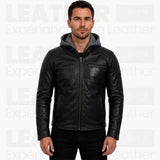 Batman Hoodie for Men - Black Superhero Biker Jacket - Motorcycle Leather Coat - Cosplay Jacket