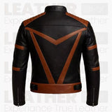 Men's Black & Brown Trending Leather Racer Jacket – Premium Color Block Motorcycle Jacket