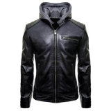 Batman Hoodie for Men - Black Superhero Biker Jacket - Motorcycle Leather Coat - Cosplay Jacket
