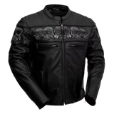 Skull Leather Jacket for Men - Gothic Biker Jacket - Black Motorcycle Coat