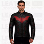 Batman Beyond Inspired Black Red Leather Jacket for Men - Superhero Motorcycle Biker Jacket -